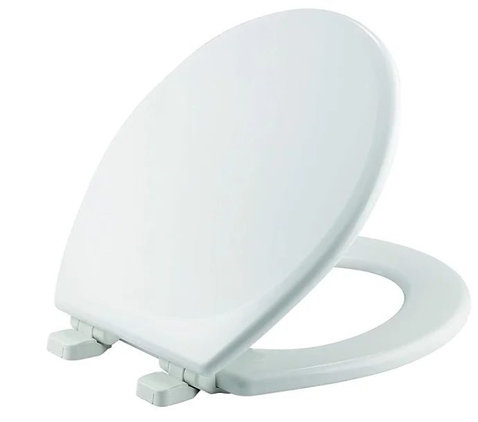 Toilet Seat will Slow Close and Never Loosen ROUND Durable Enameled Wood White