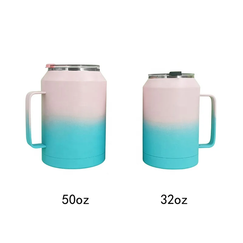 50oz 32oz Large Capacity Mug Handle Tumbler Outdoor Beer Mug 304 Stainless Steel Ice Bucket With Lid