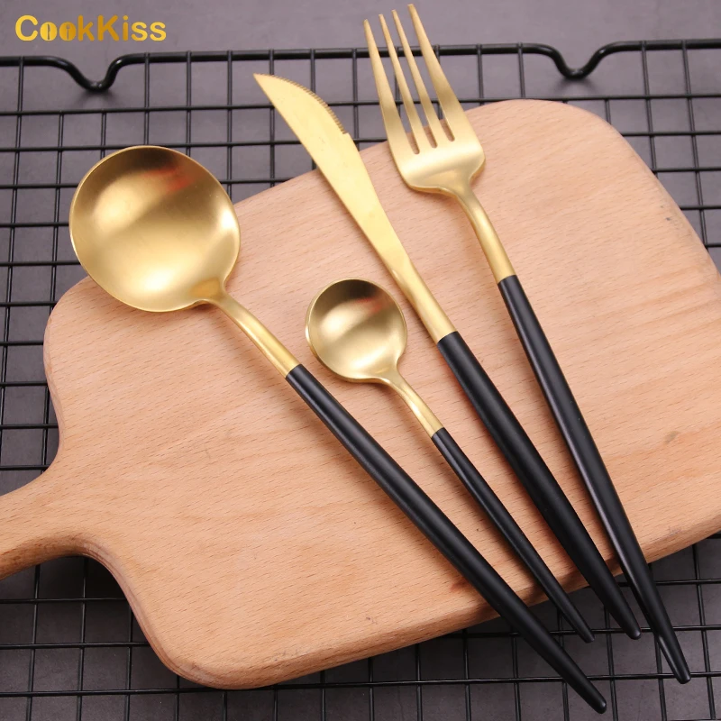 Luxury Cutipol Stainless Steel Couvert Set White And Silver Cutlary Chopstick Spoon Fork Gold Flatware