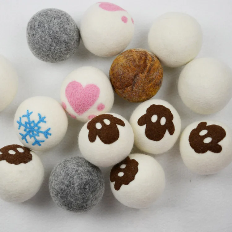 Reusable Organic Wool Dryer Balls for Dryer Machine 7-7.5CM Anti-Wrinkle Drying Softener Baby Clothes Laundry Soft Gentle Fabric