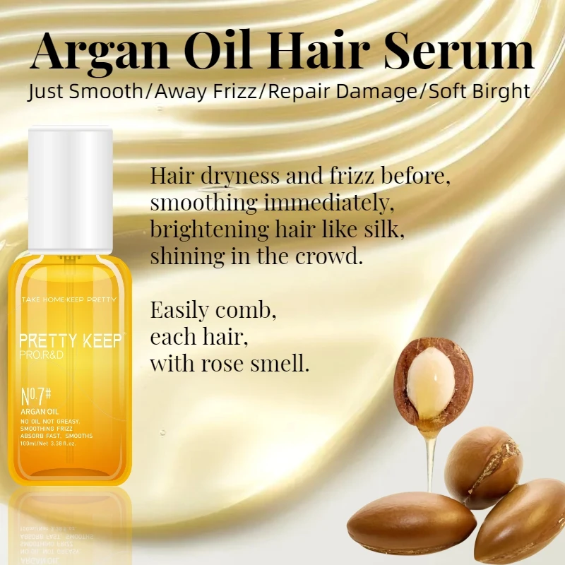 Custom Logo Vegan Hair Argan Oil Anti Frizz Heat Protect Hair Care Essential Oil