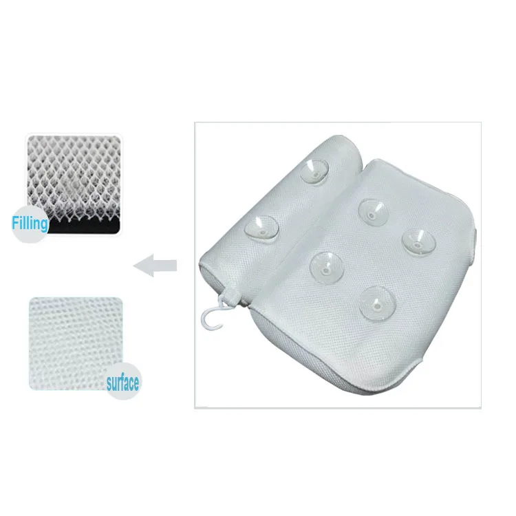 Non Slip SPA Bath Pillow with Suction Cups Bath Tub Neck Back Support Headrest Pillows Thickened Home Cushion Bathroom Accersory