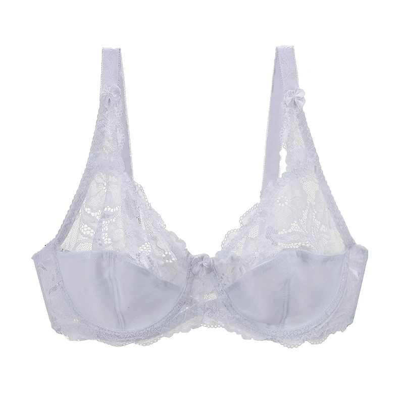 YCH lace ultra-thin bra sexy steel ring gathered adjustable transparent breathable support ladies bra