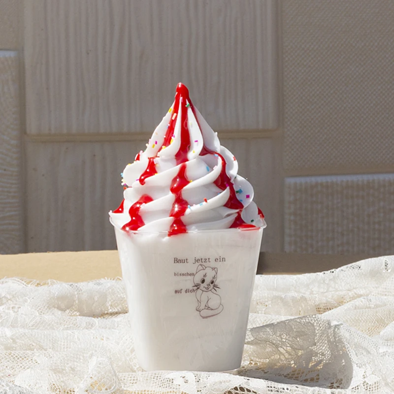 Different flavors of simulated sundae ice cream