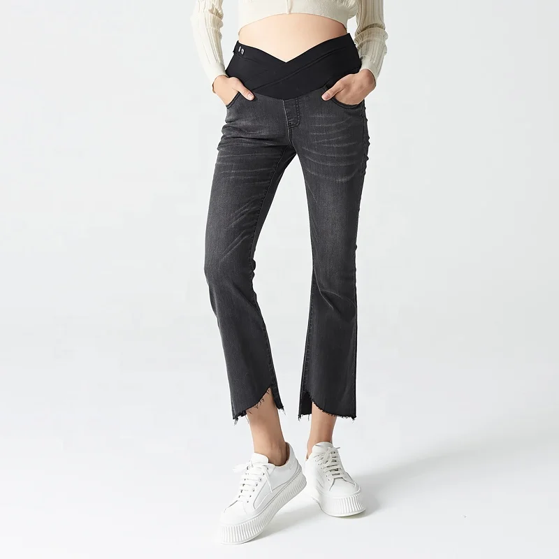 Plus Size Pregnant High Quality Across V Low Waist Belly Maternity Skinny Pencil Pants Pregnant Jeans Stretch