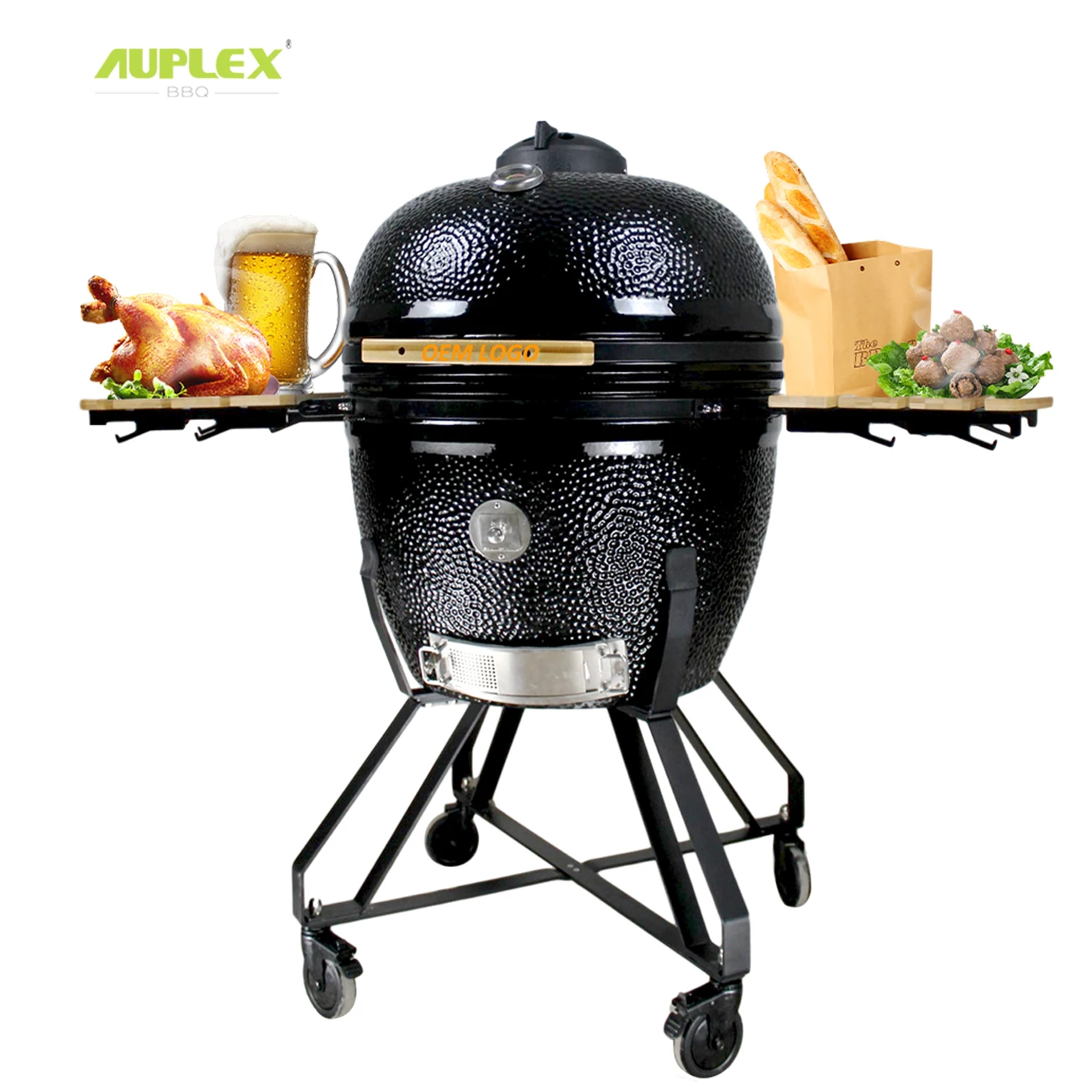 Auplex Outdoor Kitchen Big 21 23 24 26 27 Inch Green Charcoal Barbecue Egg Shape Ceramic Kamado Bbq Grill