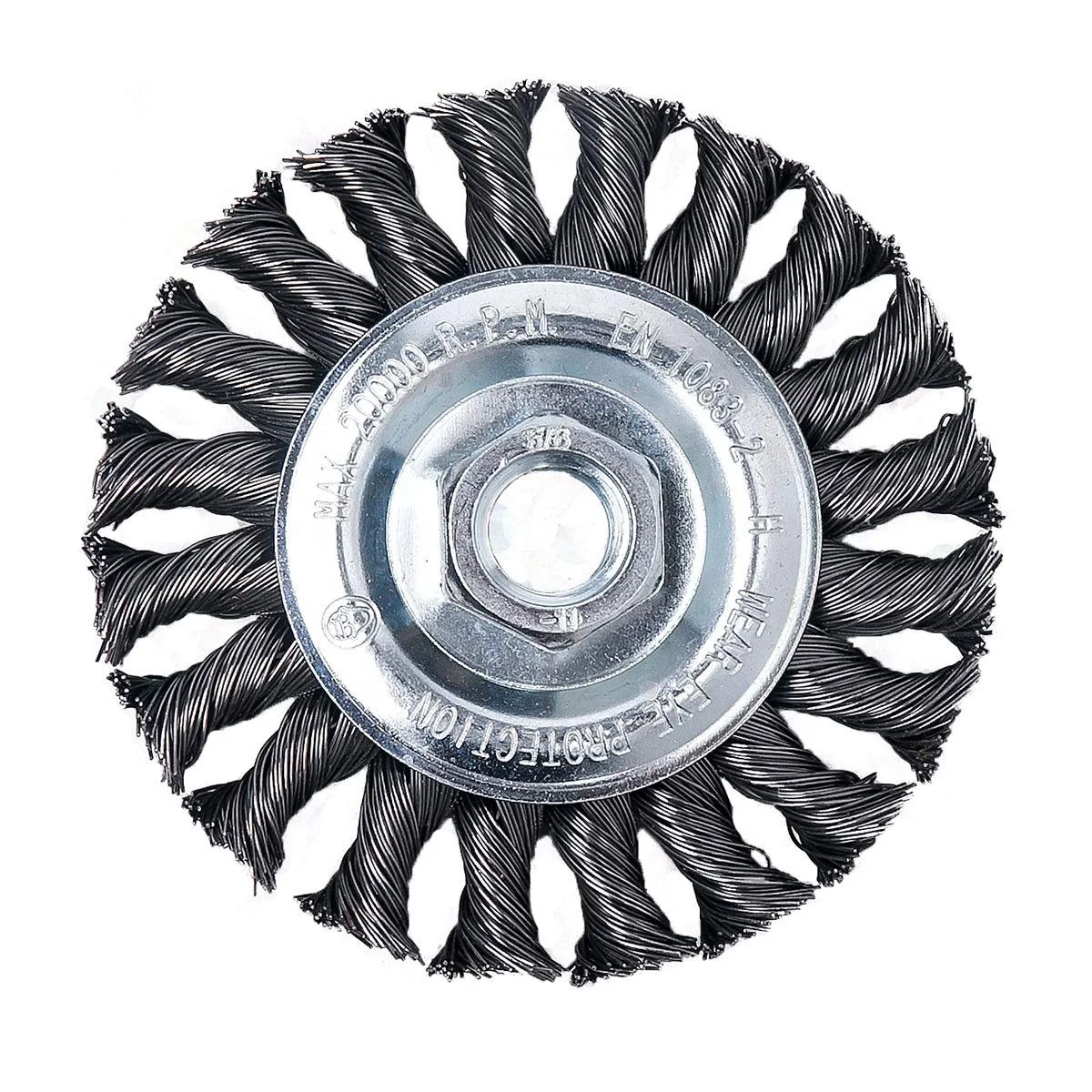 4Inch Wire Wheel Brush Knotted Twist Wire Wheel Twist Knotted Carbon Steel 5/8-11UNC Thread Arbor for Grinder