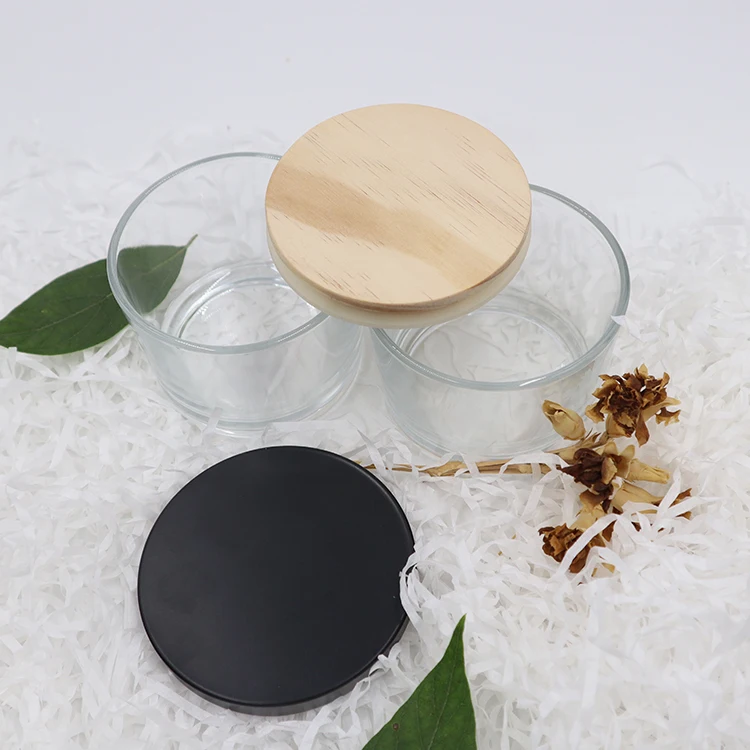  Hot Sale Wholesale Empty Candle Container With Lid Glass Jar Wood