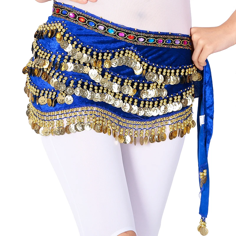 Belly Dance Hip Scarf New Design Colorful Coins Gold Silver Belly Dance Costume Skirt Wrap Belt