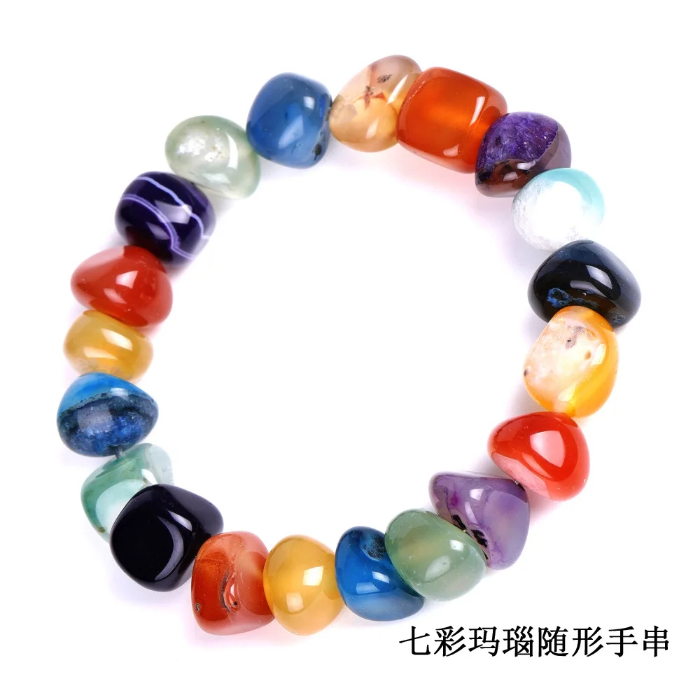 Unshaped agate bracelet mixed color, red black dreamy agate bracelet, popular European and American jewelry