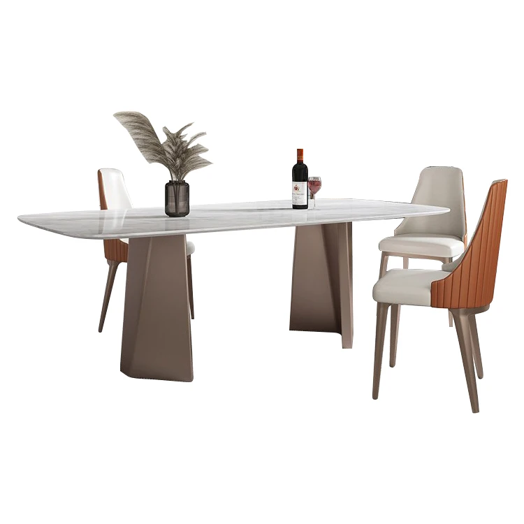 Cafe Restaurant Furniture Stainless Steel Dining Table and Chair