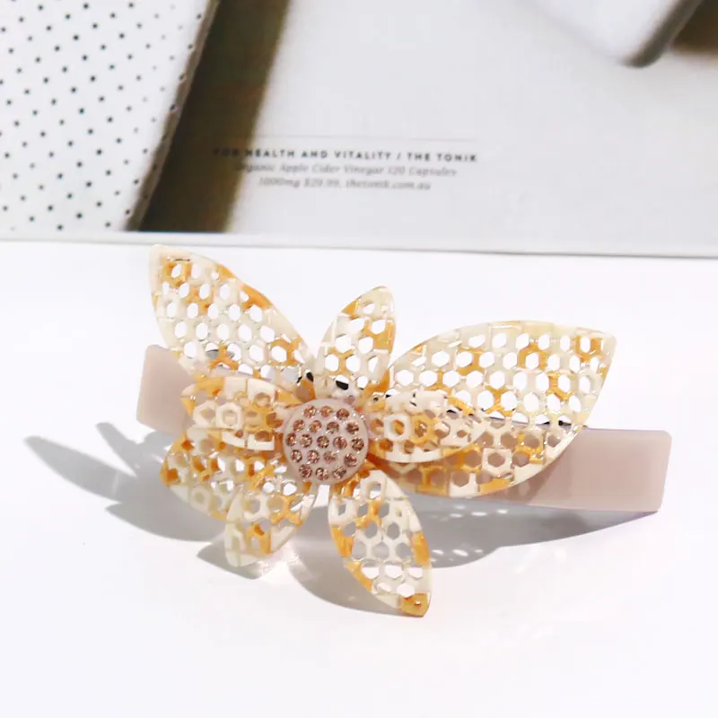 Французская заколка-Пряжка, бутик, Цветочные Зажимы, подарки для девочек, металлическая заколка из целлюлозы и ацетата, заколки для волос для женщин