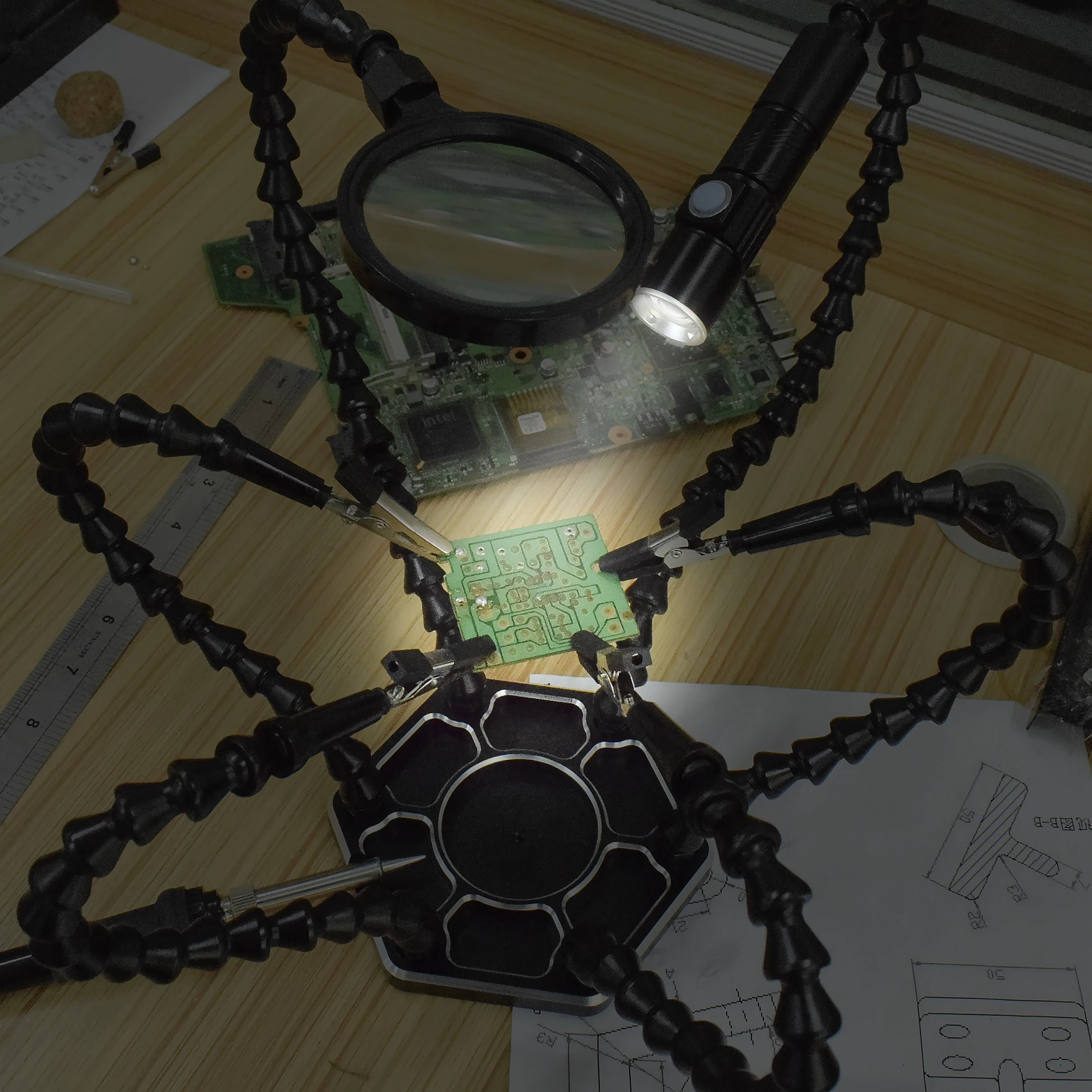 Helping Third Hand 3X USB LED Magnifying Glass Desk Lamp third hands soldering tool Soldering Station