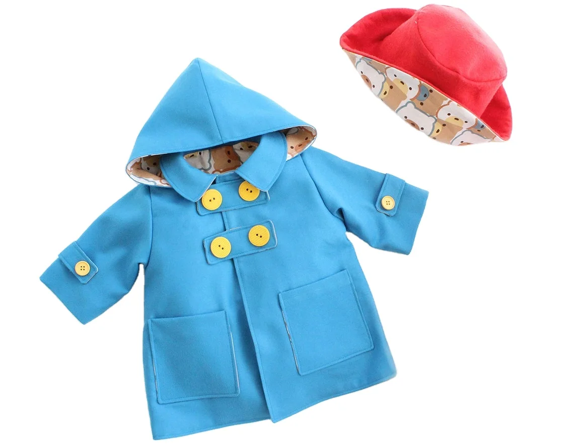 
Kids Fall Boutique Clothing Solid Double-Breasted Hoodie Duffle Children Coat For Girls 