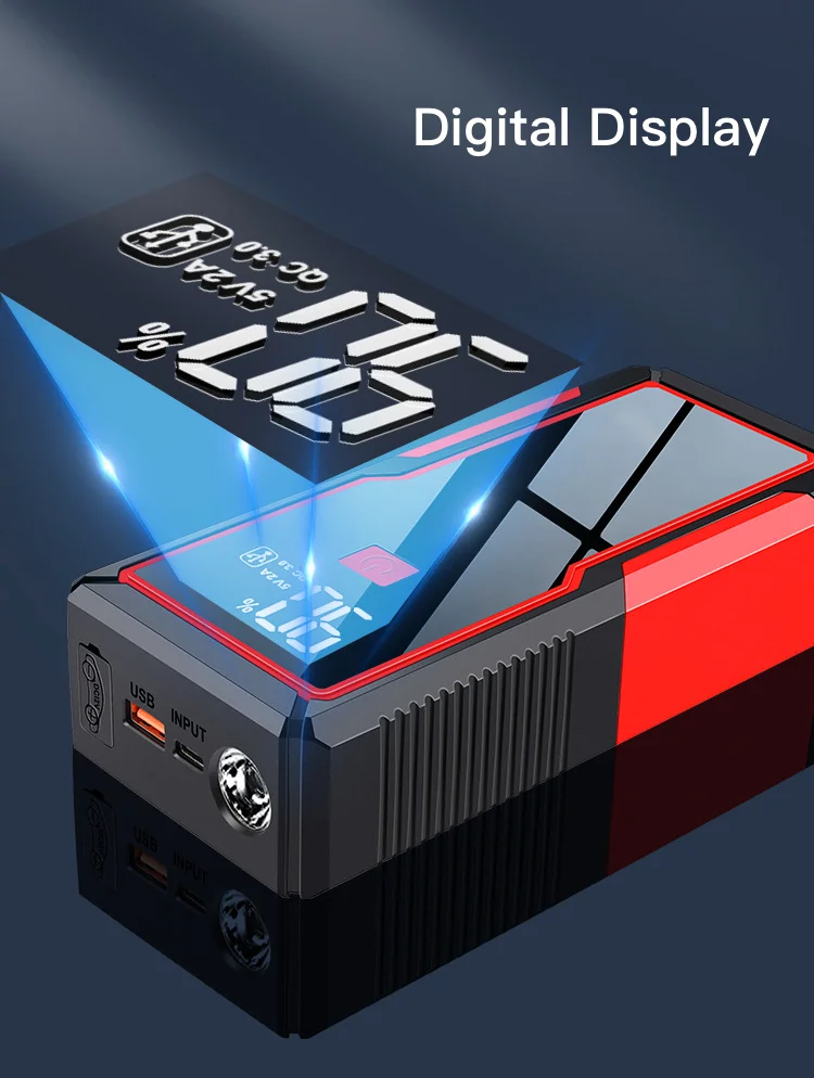 Super Capacitor Car Jump Starter Power Bank Lithium Jamper Battery Charger 12V 26000mAh 2000A Multifunctional Car Jump Pack