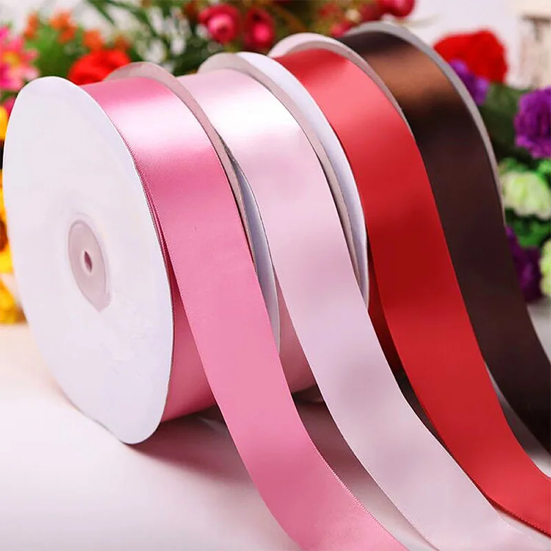 Mixed Colors Double Faced Smooth 100% Polyester 196 Colors 1 Inch 25mm Satin Ribbon