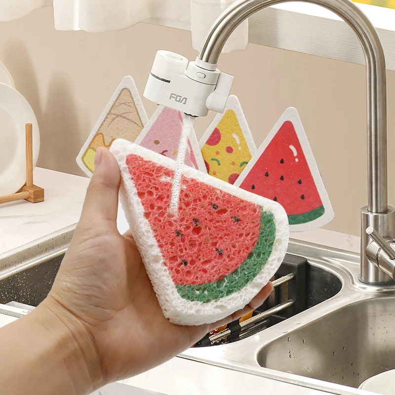 Cute Cartoon Kitchen Cleaning Cellulose Sponge Clean Printed Wood Pulp Sponge Home Use Biodegradable Sponge