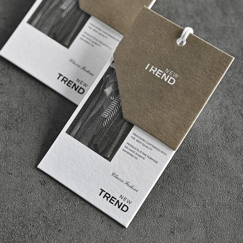 Luxury Custom Logo Printing 800gsm Cotton Art Paper Hang Tag Garment Accessories Apparel Label  Hangtag With Cotton String