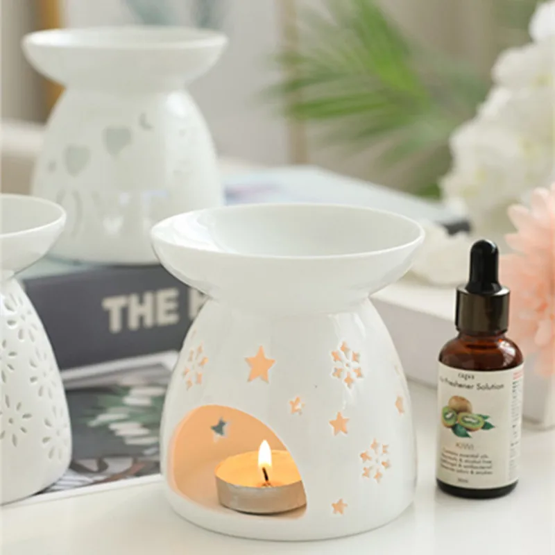 Wholesale White Wax Melt candle burner aromatherapy stove Aroma Incense Custom Ceramic Essential Oil Burner