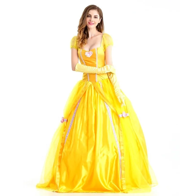 Beauty And The Beast Cosplay Fancy Yellow princess dress for women
