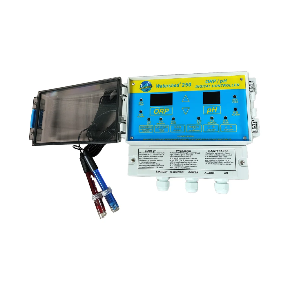 Safe Efficient Aquaculture Water Quality Monitoring System Automatic PH/ORP 250 Controller Sensors Swimming Pool Dosing