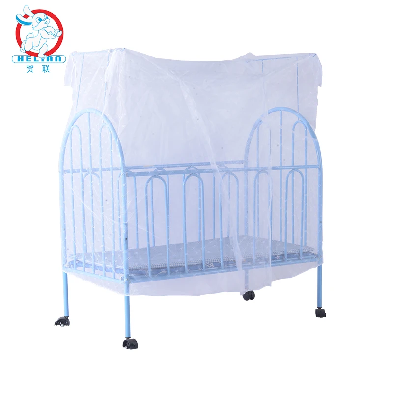 BLM Wholesale new born baby bed Portable Furniture Blue Adjustable Height Baby Kids Cribs With Mosquito Net