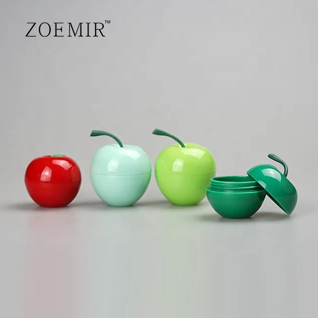 Plastic fruit shape container custom Apple design private label lip balm container