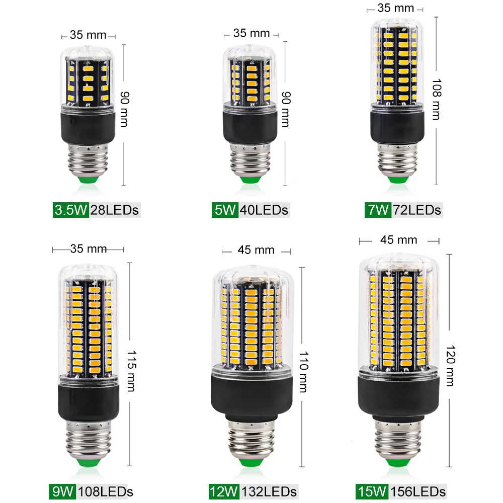 
E27 LED Lamp E14 SMD5736 LED Bulb AC 110V 220V LED Corn Light 3.5W 5W 7W 9W 12W 15W 20W No Flicker for Living Room Ampoule 
