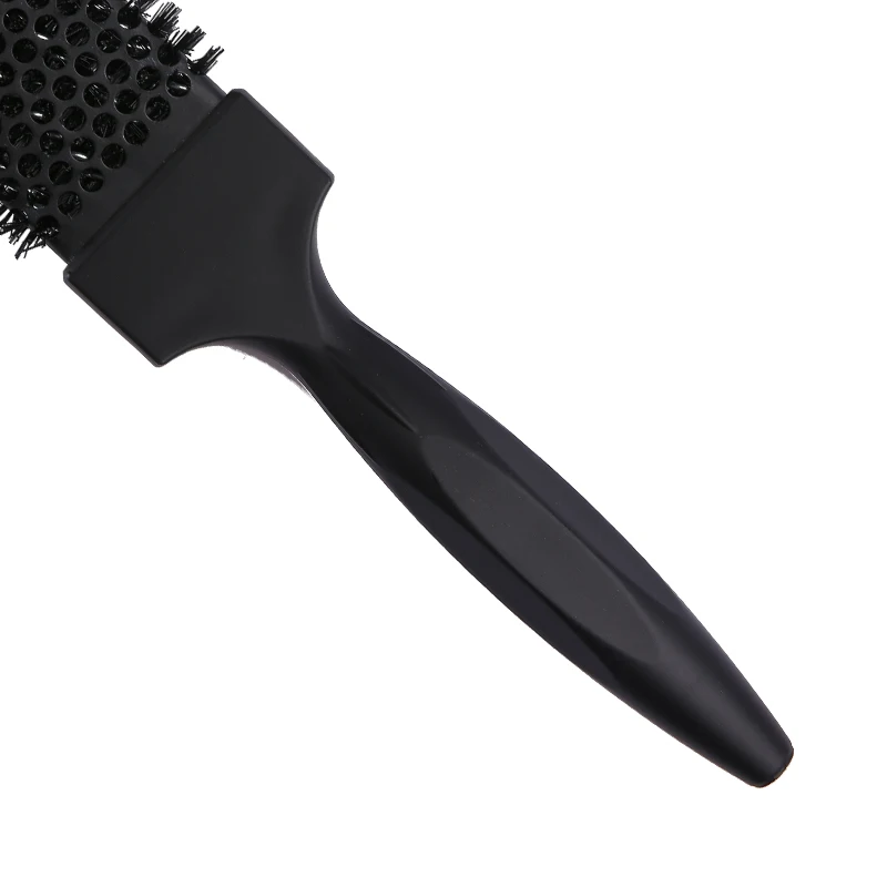 Barber New Design Anti-static Barber Curling Rotating Long Barrel Square Hair Styling Brush with long Wood Handle