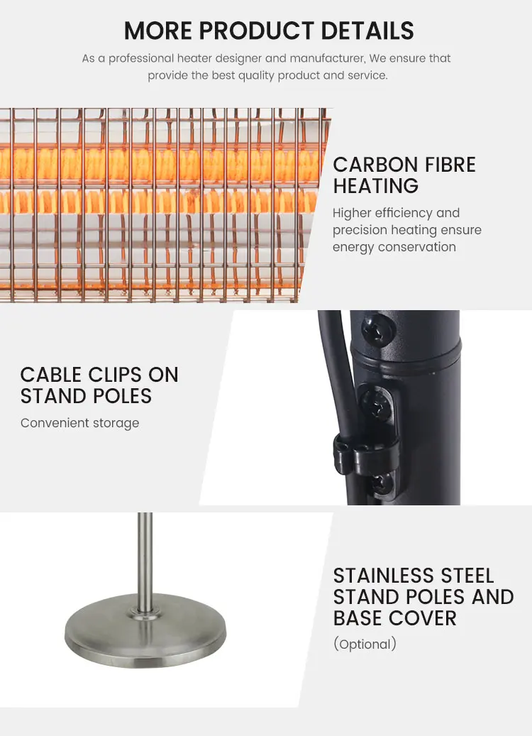 IP44 1800W 220V Portable Room Electrical Mounted Heater Carbon Fiber Electric Heater