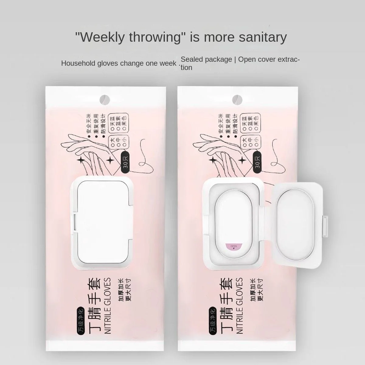 New disposable nitrile dishwashing gloves 9 inches extraction cherry blossom powder kitchen household cleaning gloves