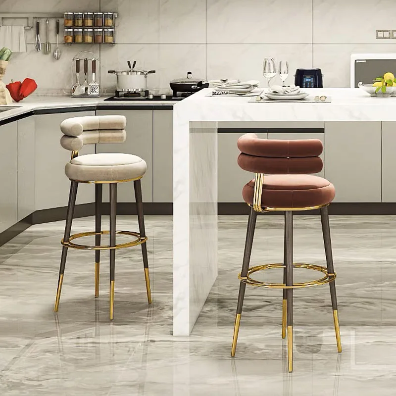 Custom White Luxury Modern Counter Height Barstool Wooden hotel Kitchen Island High Chair pub Bar Stools For Restaurants