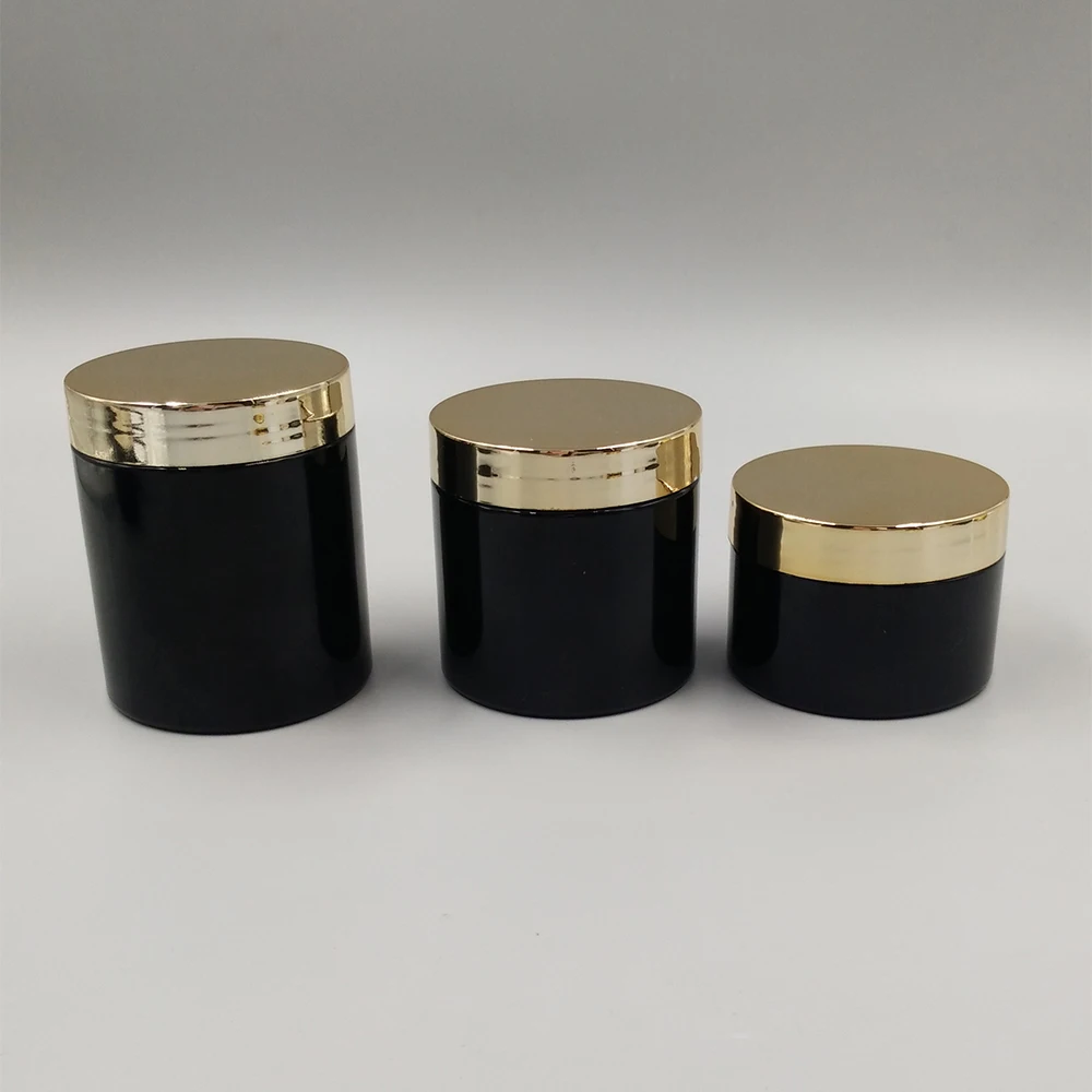 4oz 8oz Luxury Empty OEM Cosmetic Containers Biodegradable Cosmetic Packaging Plastic Cream Jar with gold lid