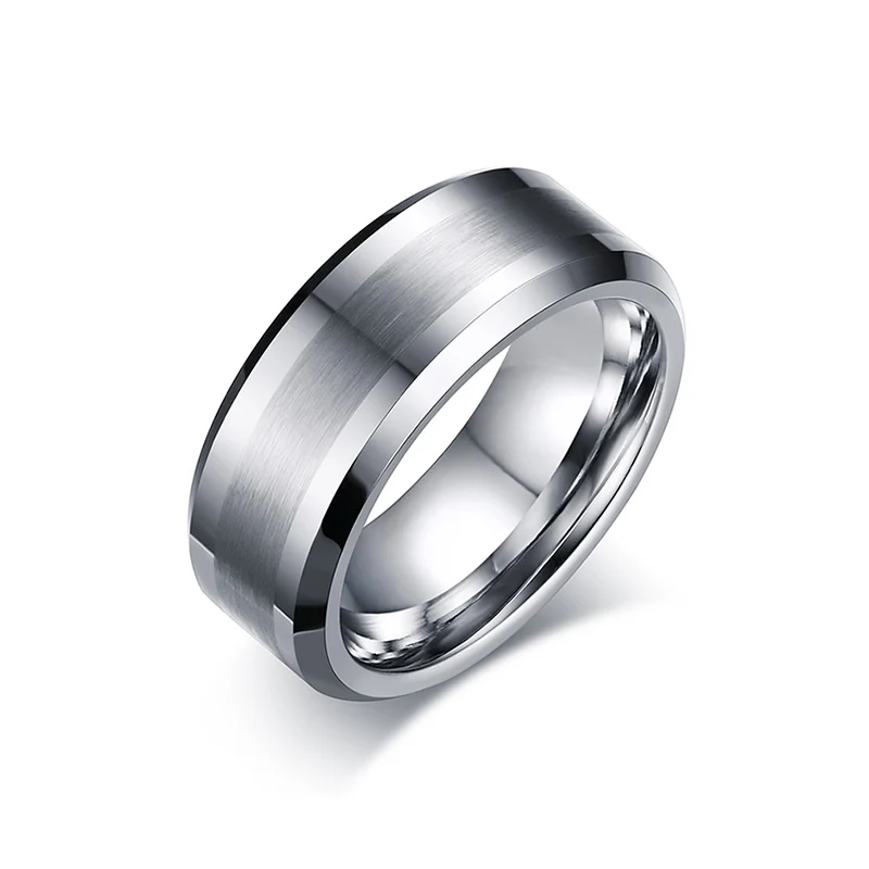 Plated Men Jewelry Personalized Ring Tungsten Carbide Rings Gift Gold Matt Metal Vintage Classic Style 8MM Engagement Ring 12pcs