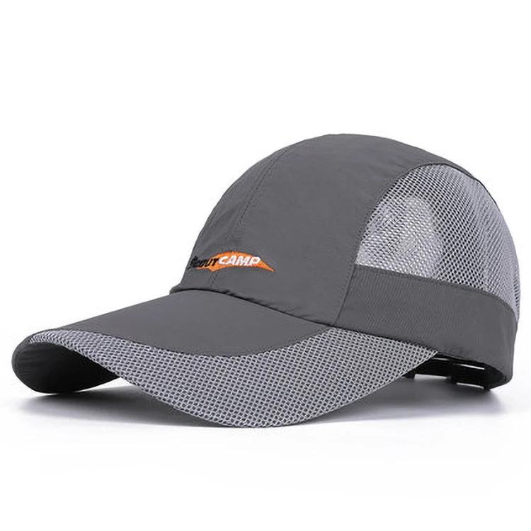 
Outdoor Men Gray Quick-Dry Polyester Sport Hat Summer Running Baseball Cap 