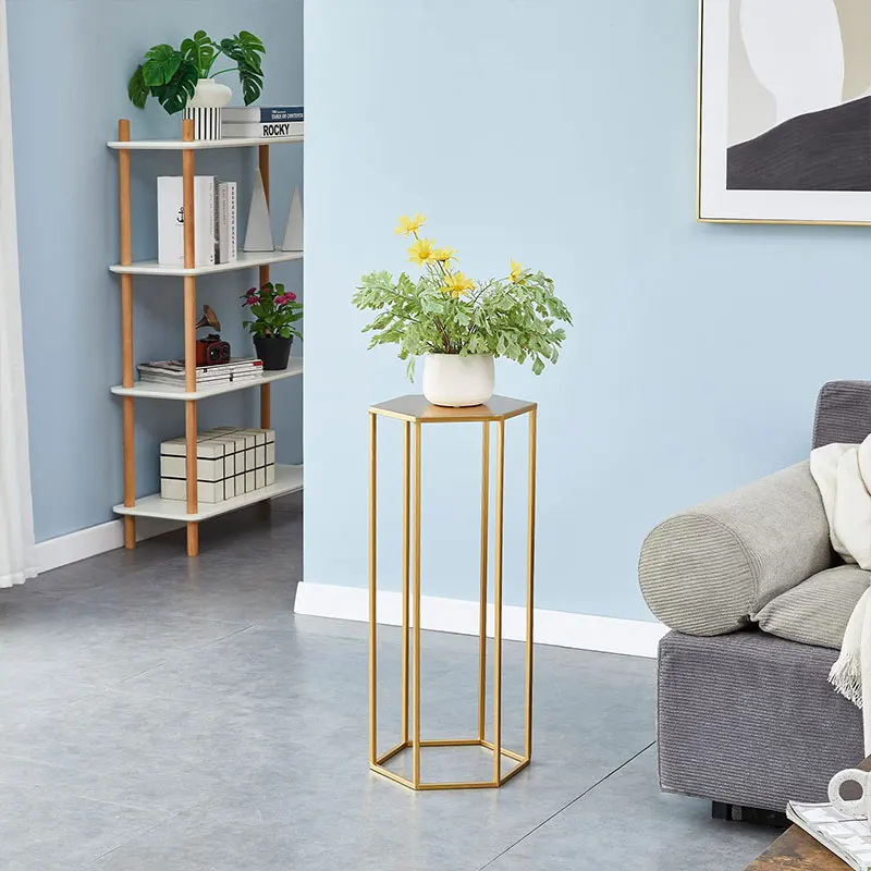 New Arrival Hexagon Metal Plant Stand White Nesting Display Table High Rack Flower Holder Corner Planter Pot Rack