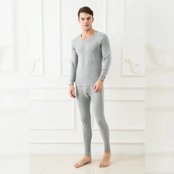 Удобная модная мужская хлопковая Термоодежда с длинным рукавом и V-образным вырезом