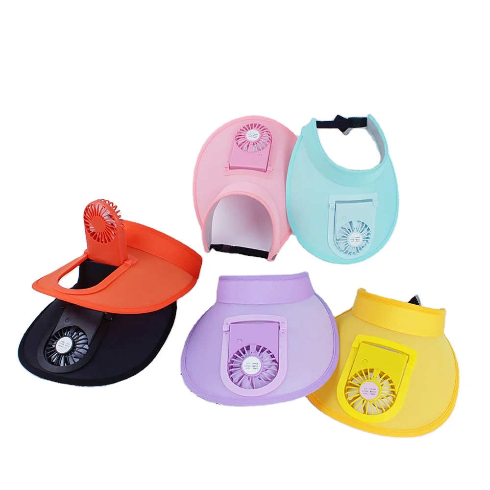 Summer UV Protection Visor women 3-speed Regulation Electric Fan Empty Top sun Hat  with fan
