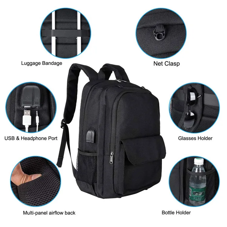 15.6 inch soccer school backpack laptop bag custom soccer backpack with usb charging port headphone jack