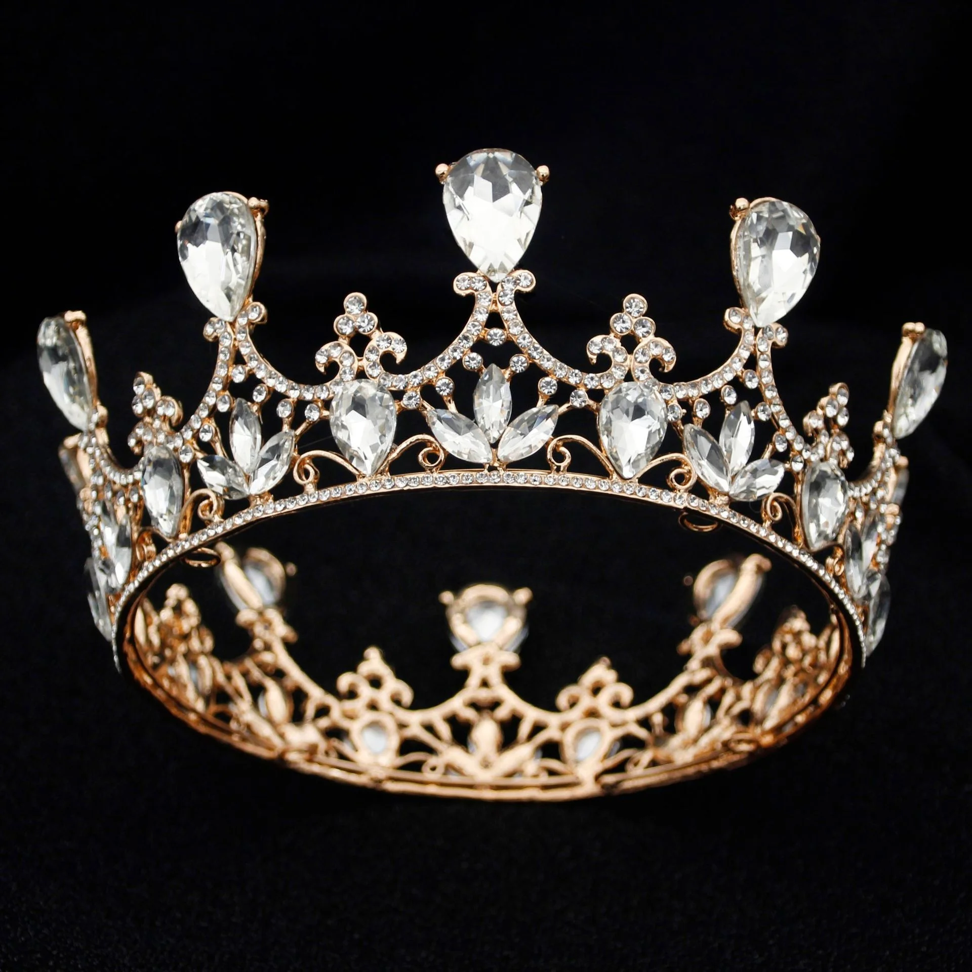 Free customized silver queen full round winner crowns gold crystal princess birthday miss tiaras