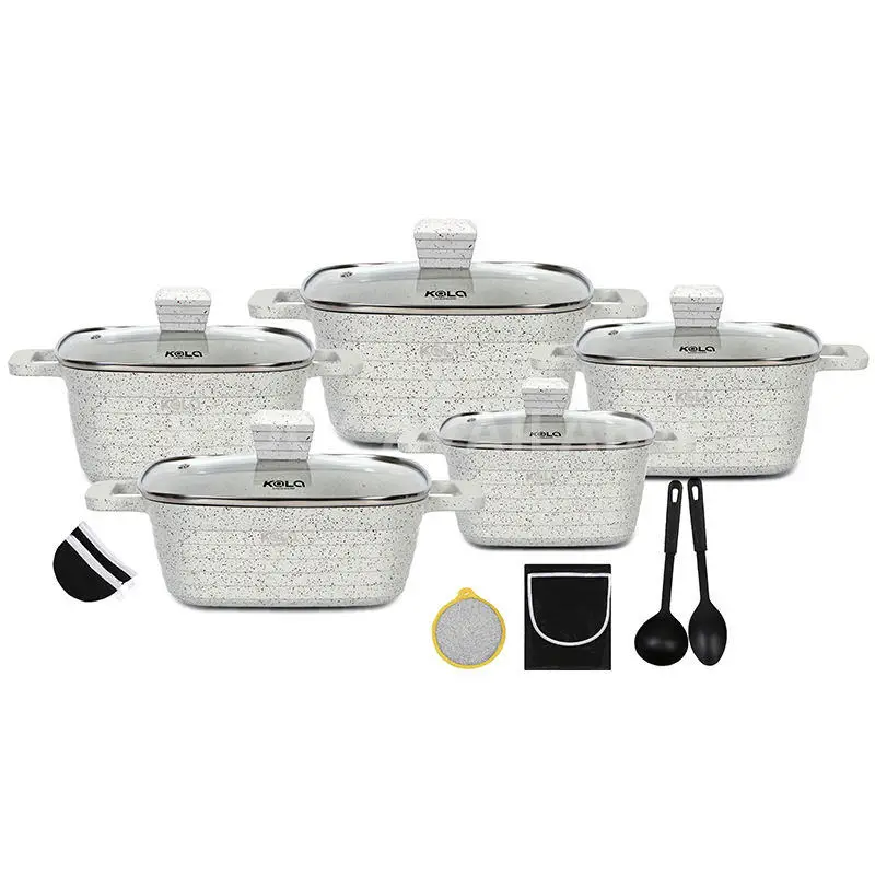 KALA Kitchen Supplies Cookware Set 16pcs 20-24-28-32cm Square Casserole Non-Stick Aluminum Wholesale for Kitchen Use