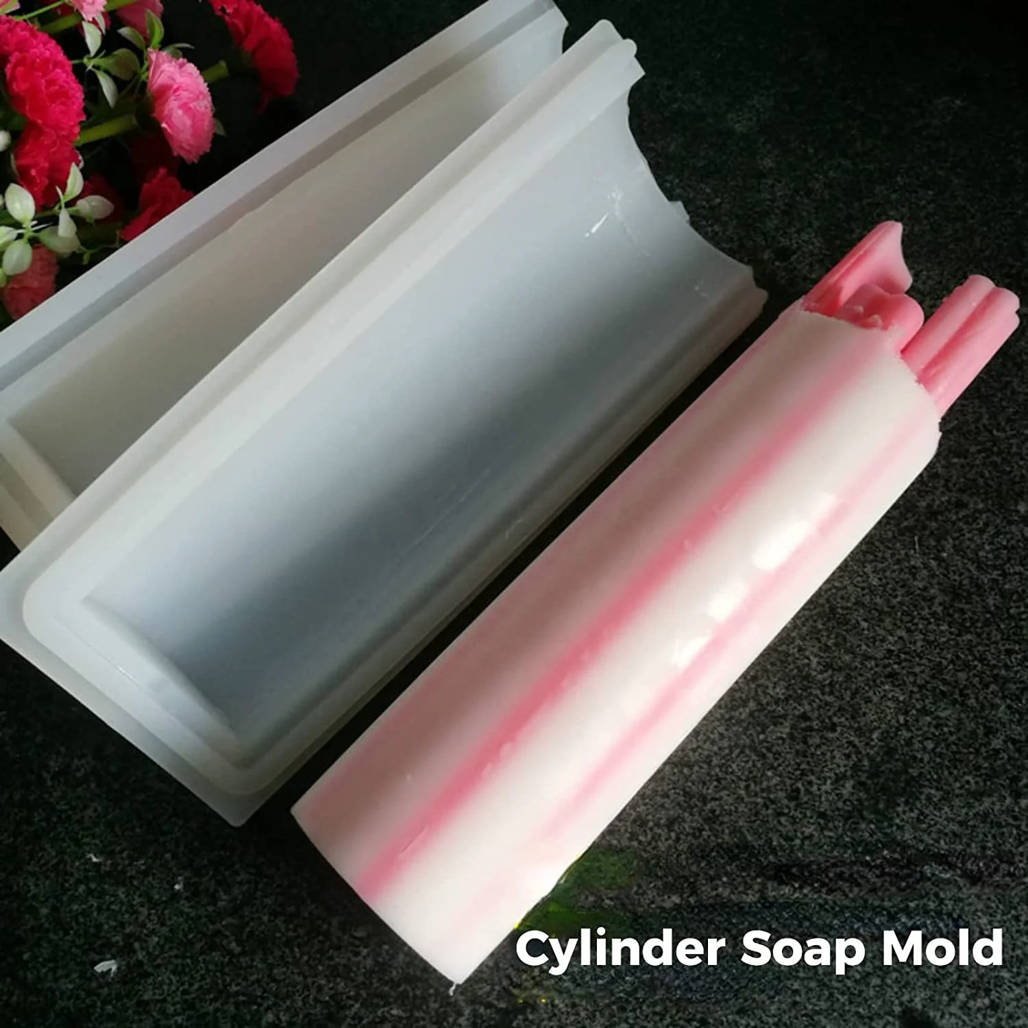 Cylinder Soap Mold Set 10 Pcs Kaleidoscope Pull Through Soap Mold Set 1000ml/35oz Silicone Column Mold for DIY Soaps Candles