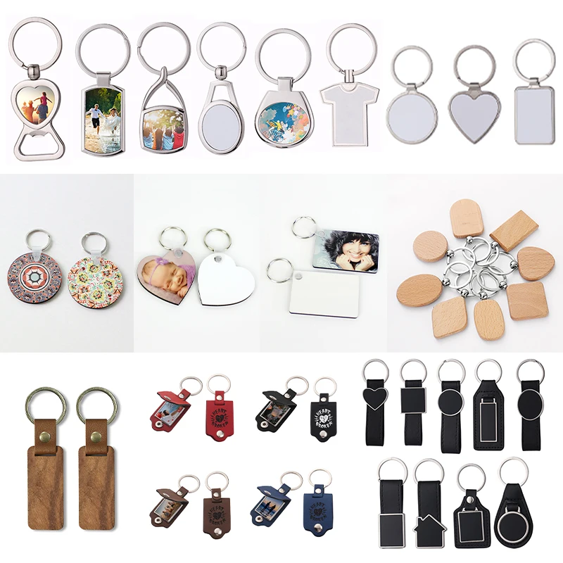 Heat Transfer DIY Crafts keychain with logo key holder Single-sided sublimation metal keychain