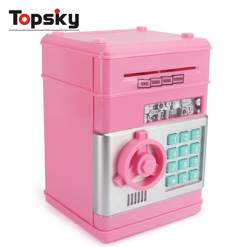 Hot Selling Automatic Mini Electronic Piggy Banks Toys Cute Rolling Safe ATM Password Real Cash Money Saving Box Toys for Boys