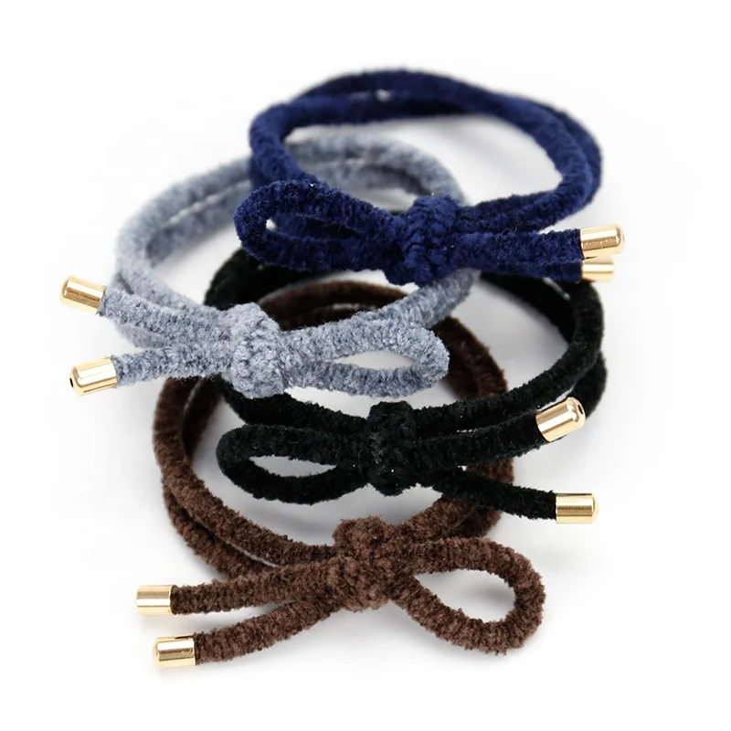 Ins Women Custom Elastic Winter Korea Knotted Fur Hair Ties Rubber Band Hair Scrunchies