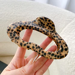 4mm Thickened Cellulose Acetate Large Size 11cm Leopard Hair Claw Clip Nonslip Marble Circle Claws Clip for Thick Hair