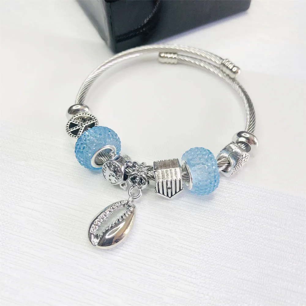 BIG DISCOUNT Sea Turtle Shell conch stainless steel charm bracelet for women gift