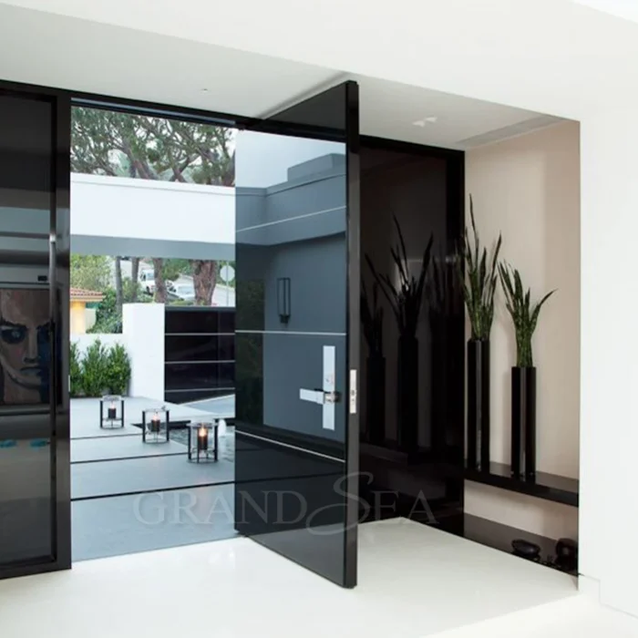 
Italian Front Door Design Villa Pivot Entrance Security Luxury Front Pivot Door Modern Entry Black Aluminum Pivot Door 