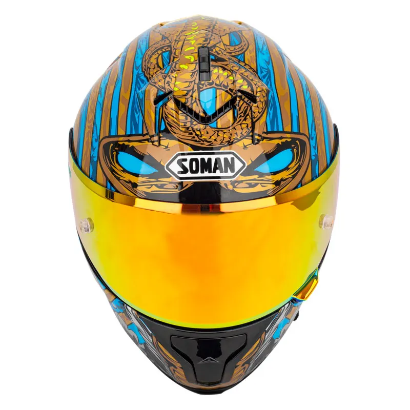 Motorcycle Helmet Men Women Modular Full Face big spoilers Casco Moto Open Face Visor golden Helmet Motorcycle Protective Gears