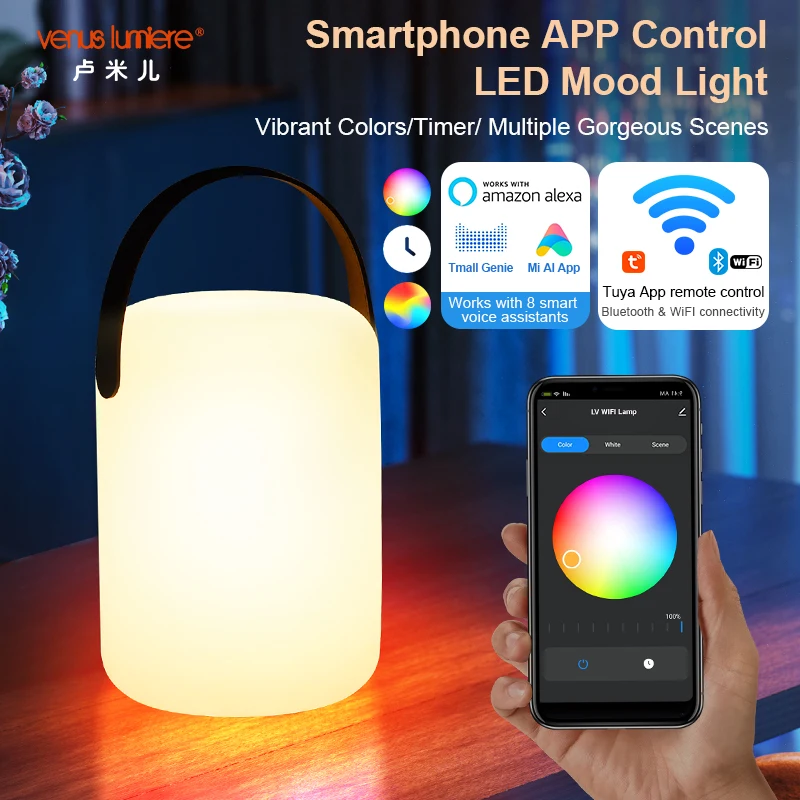 Apple Homekit прикроватная лампа портативная Tuya App Bluetooth Wifi управляемая Alexa совместимая с атмосферой умная настольная